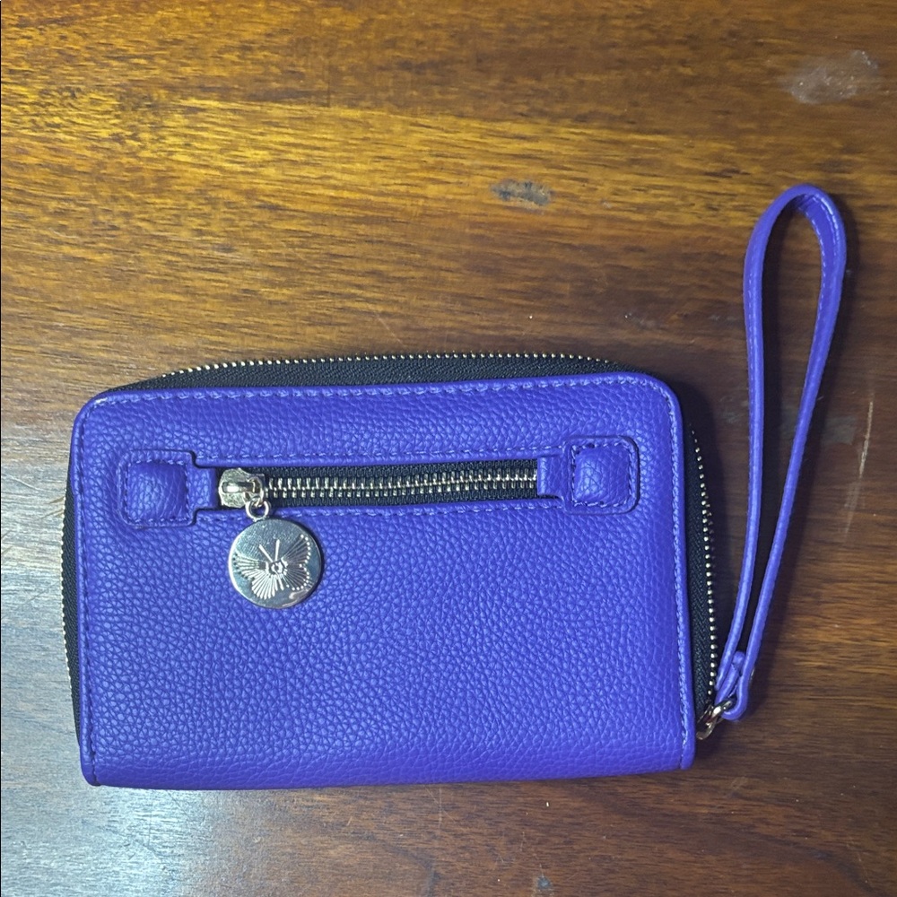 Purple Wristlet Wallet with Zipper